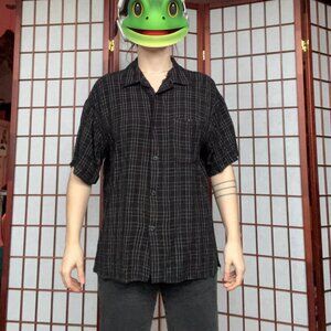 Linea Dome Black Grid Short Sleeve Button Down Shirt | Size M